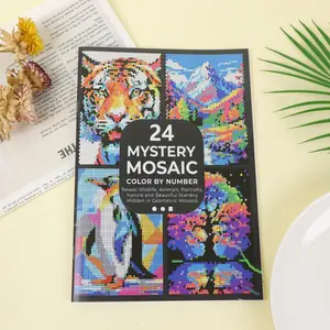 Mystery Mosaic Coloring Book, Adult & Teen Stress Relief, Wildlife Landscape Pixel Art, Geometric Puzzle Relaxation Manual, 24 Designs