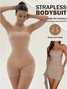 Strapless Shapewear Bodysuit for Women - Tummy Control Seamless Body Shaper, Butt Lifter & Thigh Slimmer, Underbust Compression Faja for Dresses, Daily & Party Wear