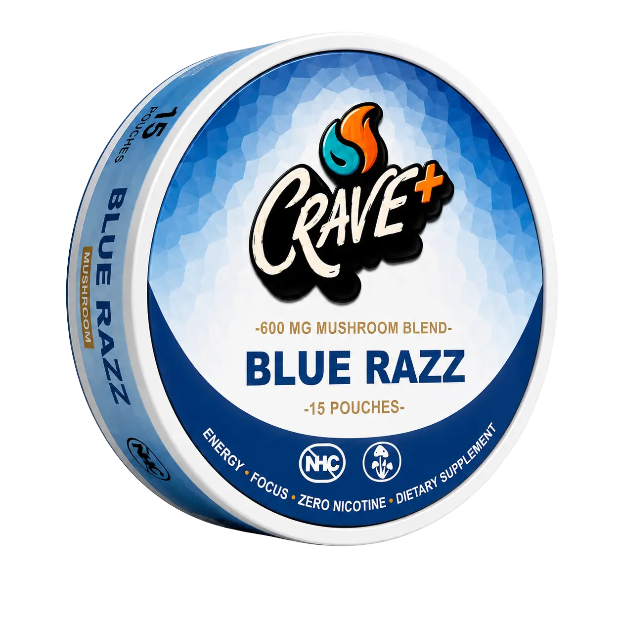 CRAVE Mushroom Pouches - Blue Razz - 600 mg Blend - 15 Count
