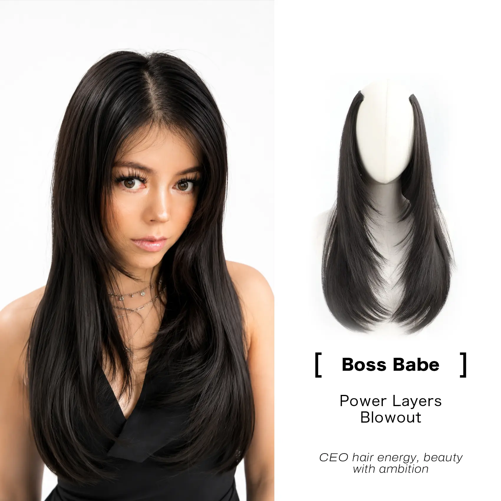 [Boss Babe]-Qbeauty Invisible Layered  18-inch Clip in Hair Extensions by Amara