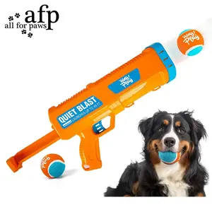 All For Paws Quiet Blast Dog Launcher Blaster with Ball Clip Manual 3 Tennis Ball Thrower Interactive Playtime for Enhanced Exercise & Mental Stimulation