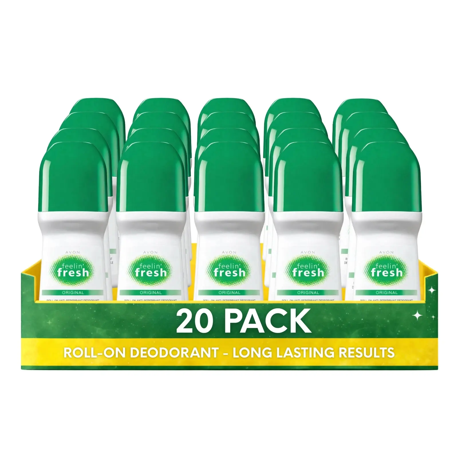 Feelin Fresh Roll-On Anti-Perspirant Deodorant for Women Pack of 20 (2.6 fl oz / 75ml Each) | 24-Hour Odor Protection | Fresh Citrus Floral