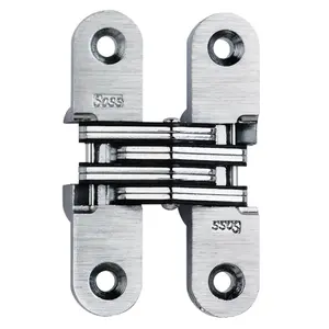 212 MAIN Invisible Cabinet Style Hinge - 1 Piece, Satin Chrome Finish Stainless Steel, Single Action Hinge, Flush Fit, Full Rotation, Compact Size, for Sailing Wood & Metal, 1 in. Minimum Material Thickness