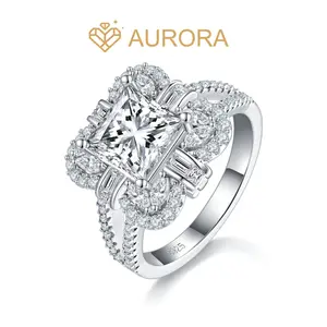 【#99 grace】Moissanite rings 925 Sterling Silver Princess Cut  Anniversary Birthday Gift Daily Matching for Women Jewelry Synthetic Moissanite