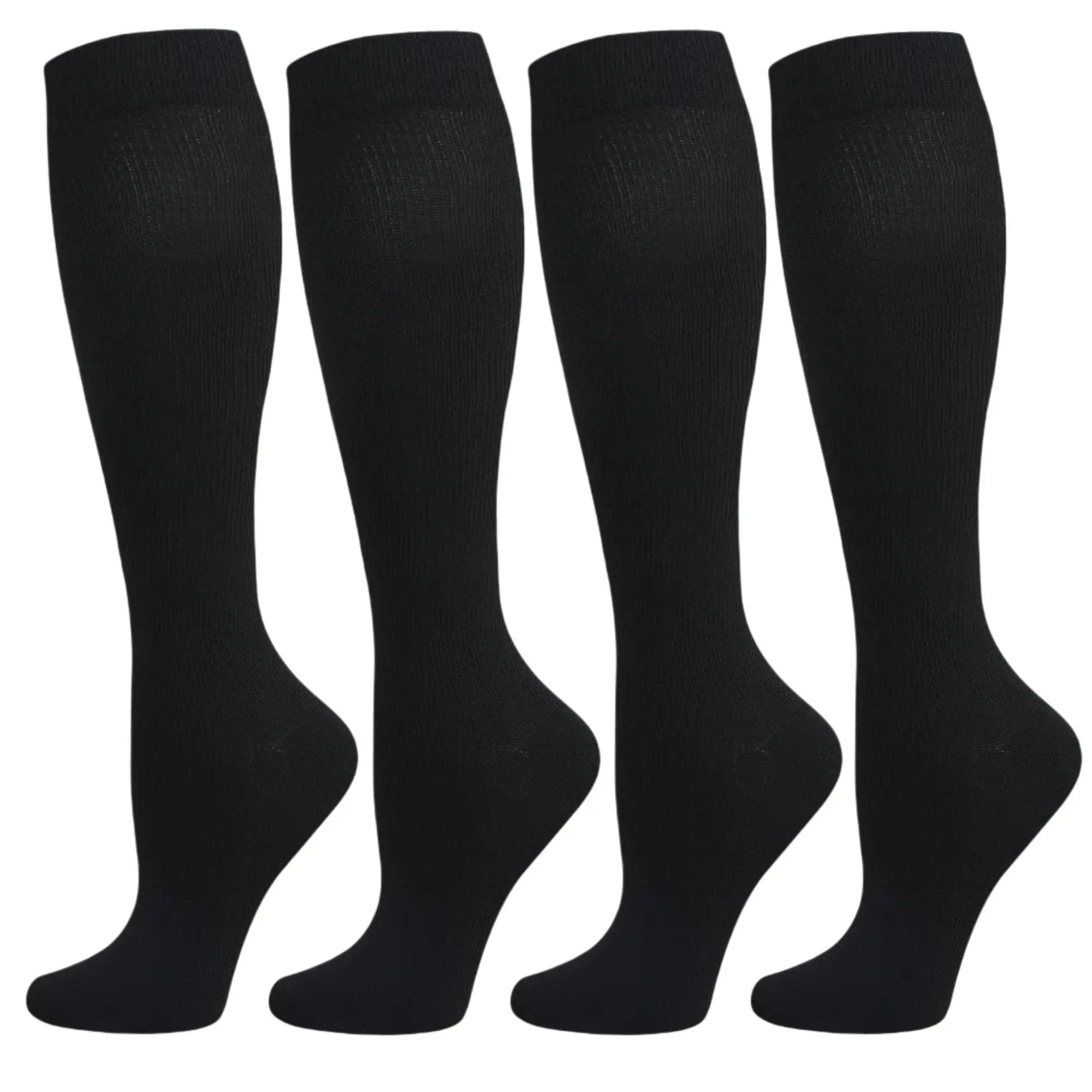 Classic Solid Compression Socks for Women & Men, 4 pairs 15-20mmHg Graduated Compression, Leg Support | Designed for Work, Travel & Everyday Wear