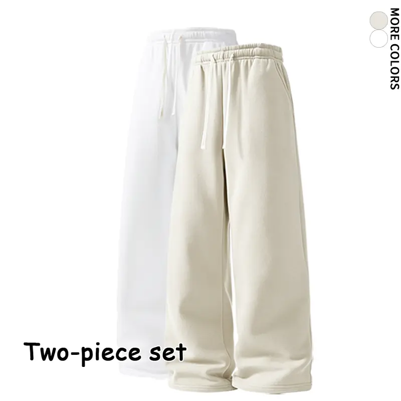 #SohoChic Men's 2-Pack Wide Leg Casual Sweatpants, Unisex Adjustable Drawstring Waist, Functional Side Pockets, Elastic, Loose Fit Baggy Pants, Street Wear Sweatpants for Women, Sporty Simple Design