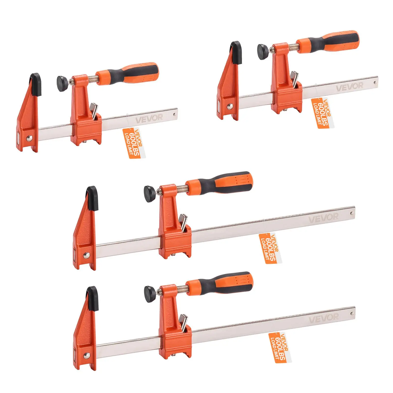 【summerfinds】VEVOR Bar Clamps for Woodworking, 2-Pack 6 inch and 2-Pack 12 inch, Lockable F-Clamp with 600 lbs Load Limit, 2-1/2 inch Depth, Cast Iron and Carbon Steel, Wood Clamps for Woodworking Metal Working