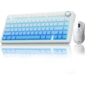 Keyboard and  Combo, F75 Pro 75% Hot Swappable Custom Keyboards+SC580  Gaming  White