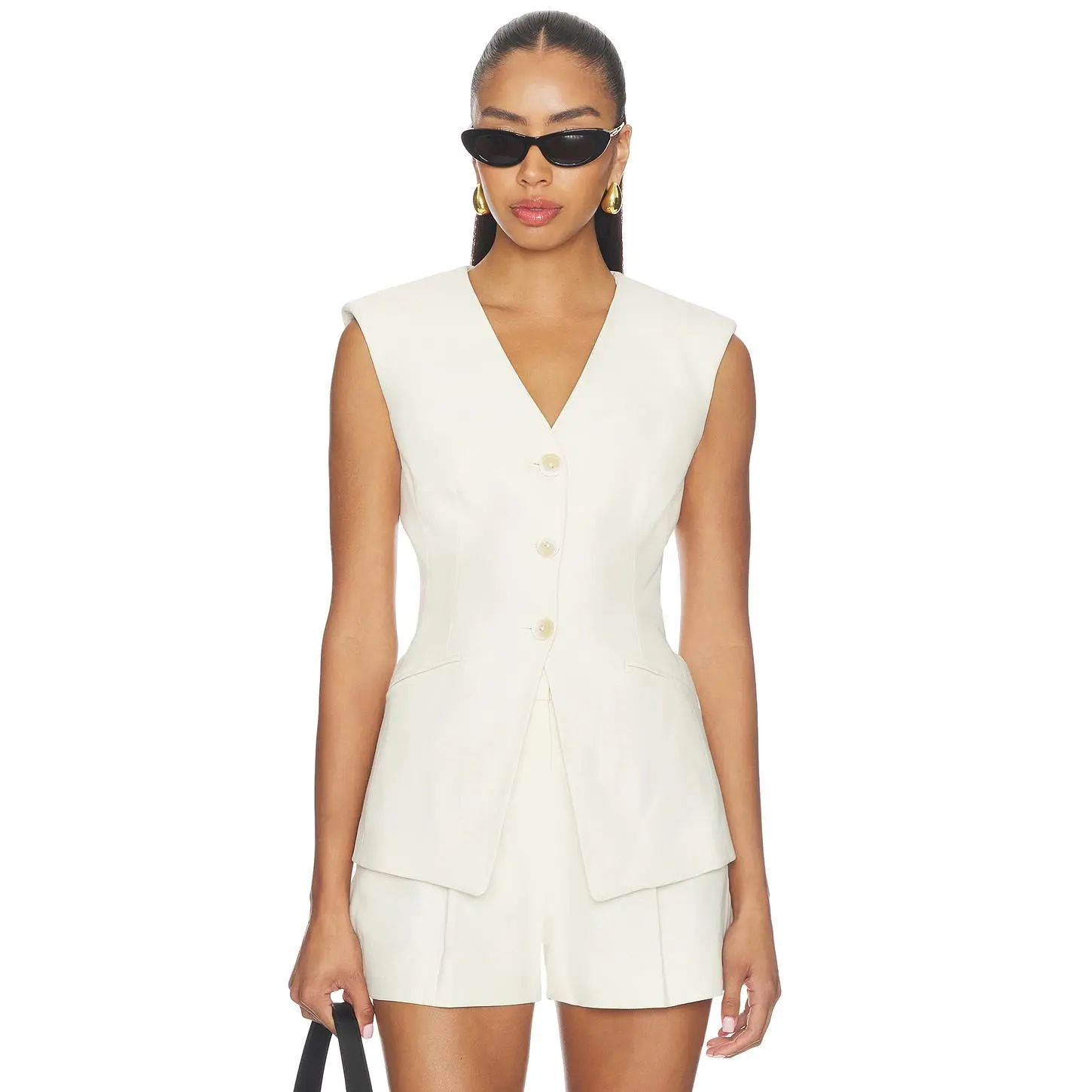 Veronica Beard Gillson Vest in Ecru