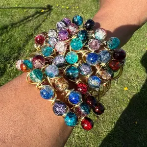 Reiki Six Sense Energy Bangle Bracelet with Colorful Gemstones and Unique Design