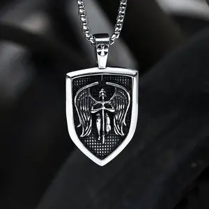 GTHIC Archangel Saint Michael Sword Stainless Steel Pendant for Men and Women Birthday Gift