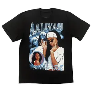 American Singer Aaliyah T-shirt Hip-hop Rapper Niche T-shirt Crew Neck Loose and Comfortable Cotton Short-sleeved Men's Clothing