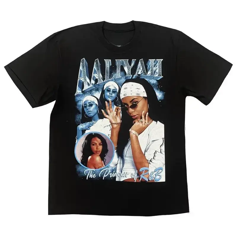 Women's Aaliyah Graphic T-Shirt, Basic Casual Round Neck Top in a Stretchy Cotton Fabric for Streetwear Outfits, Tops, Thanksgiving, Crew Neck, Valentines Day, Jeans, Skirt, Digital Print, Graphic Print, Spandex, Solid, Shortsleeve, Athletic, Smooth, Seam