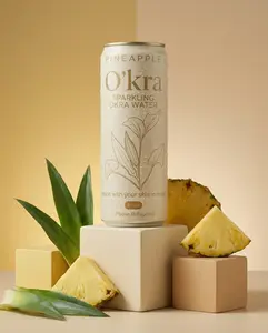 O'kra Sparkling Okra Water Pineapple - Natural Hydration & Skin Health Beverage with Electrolytes & Antioxidants for Optimal Cellular Hydration Drink Superfood - Heritage