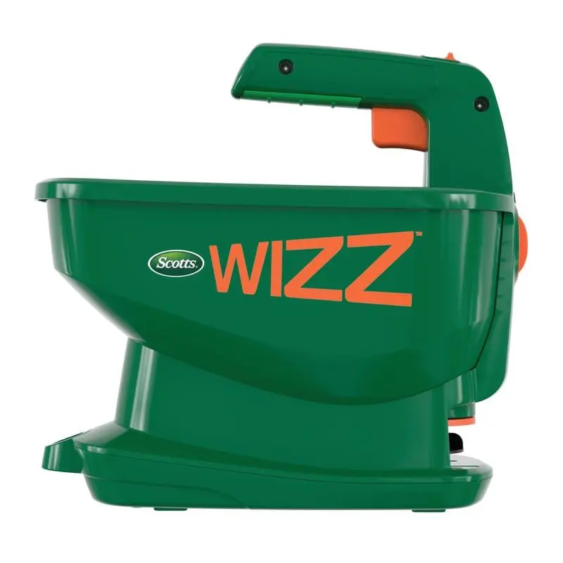 Scotts 7432701 Lightweight Plastic Handheld Wizz Spreader Cart - 2.1 lbs, 11 in Height, 60 in Spread Width for Fertilizer, Ice Melt, Seed, 11 Inch Height, 4 Lbs