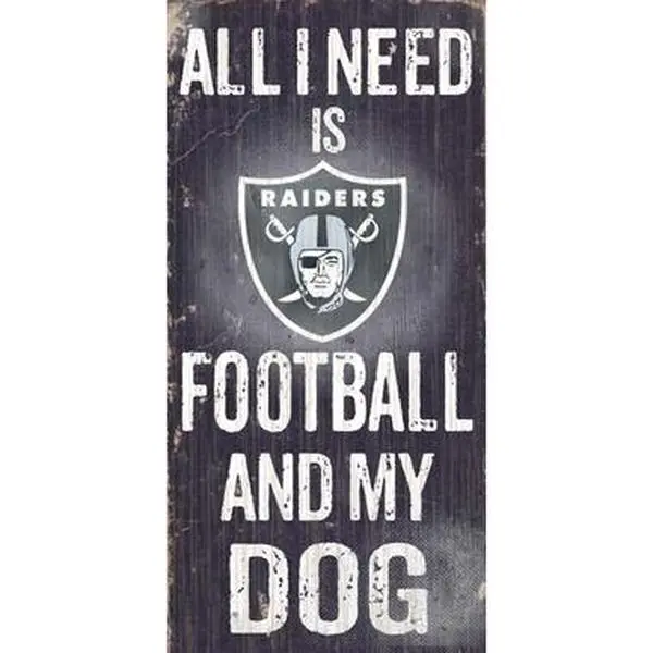 212 MAIN Oakland Raiders Team Logo & My Dog Rectangular Wall Sign - Sports Collectible Accessory, Wall Decoration, Gift Plaque