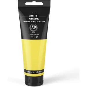 Lemon Yellow Tubes(120ml, 4.1 oz) Non  Non Fading,Rich Pigments for Painters, Adults & , Ideal for Canvas  Clay Fabric Ceramic Craft Supplies (Lemon Yellow)