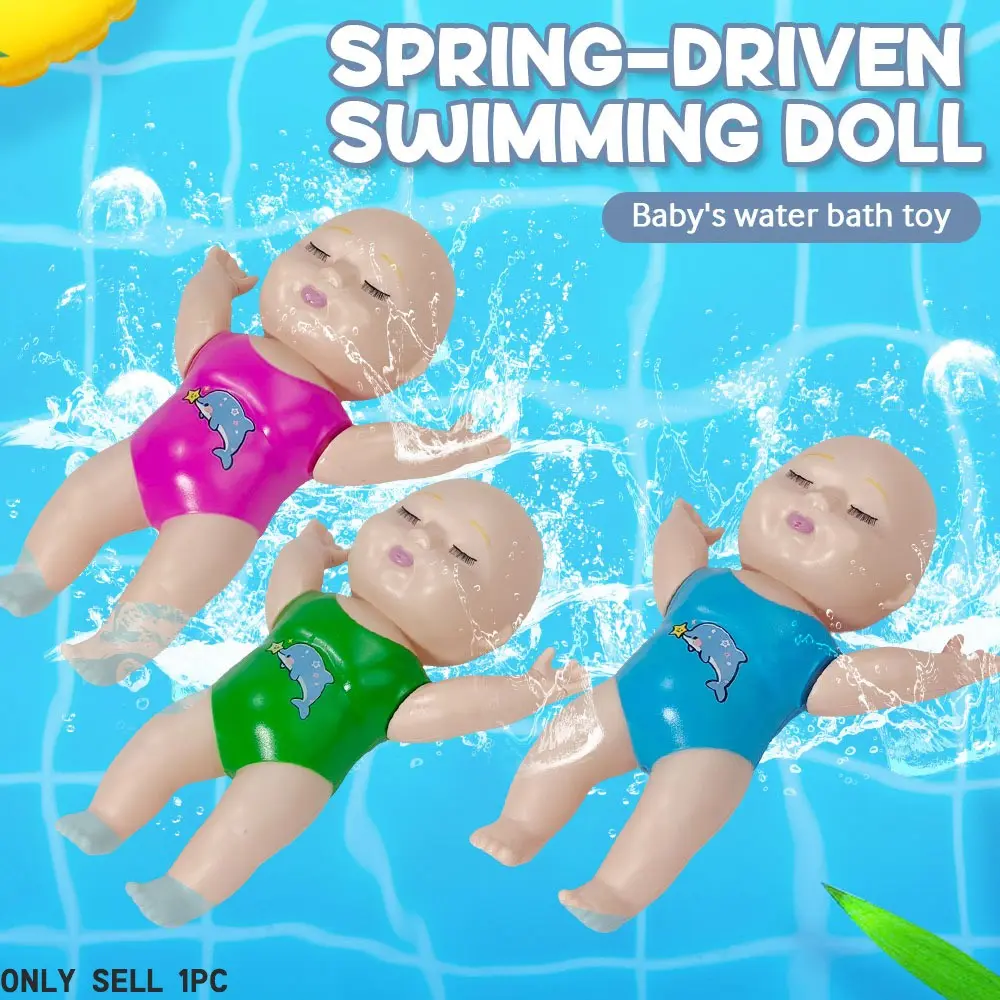 Mini Cute Swimming Doll Bath Toy, Sensory Wind-Up Knob Baby Bathtime Fun, Kids Gift Idea, Perfect for Playtime & Daily Use