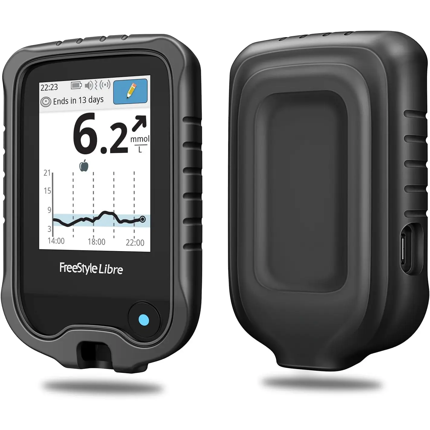 Case for Freestyle Libre 3 2 / Libre Reader, Lightweight Shockproof Anti Slip Protective Cover Soft Gel  with Raised Bezel (Black)