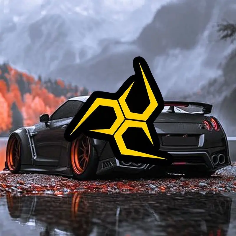 1PC treet JDM Light Cool Decor Sticker, Car Decal (for JDM performance car body) Geometric Sharp Pattern logo design, street rebellious edgy cyber vibe Decor sticker