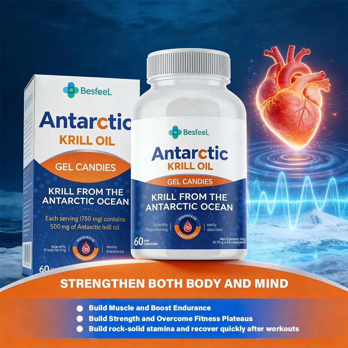 Antarctic krill oil storage ，Protect your heart, clear out blood vessel junk, and take care of your heart and brain blood vessels.