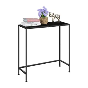 Narrow Console Table for Entryway 31.5'' Behind Couch Table for Hallway Entrance Way Wood and Metal Thin Narrow Sofa Table for Living Room Front Door Foyer, Black