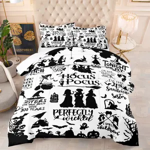 HOCUS POCUS pattern, including 1 quilt and 1 or 2 pillowcases without pillow cores, suitable as birthday or holiday gifts, soft bedroom decorations
