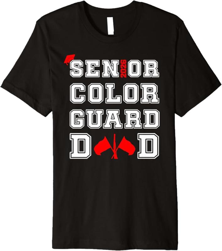 Senior 2026 Color Guard Dad Marching Band Senior Night Red Premium T-Shirt