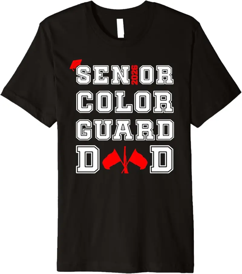 Senior 2026 Color Guard Dad Marching Band Senior Night Red Premium T-Shirt