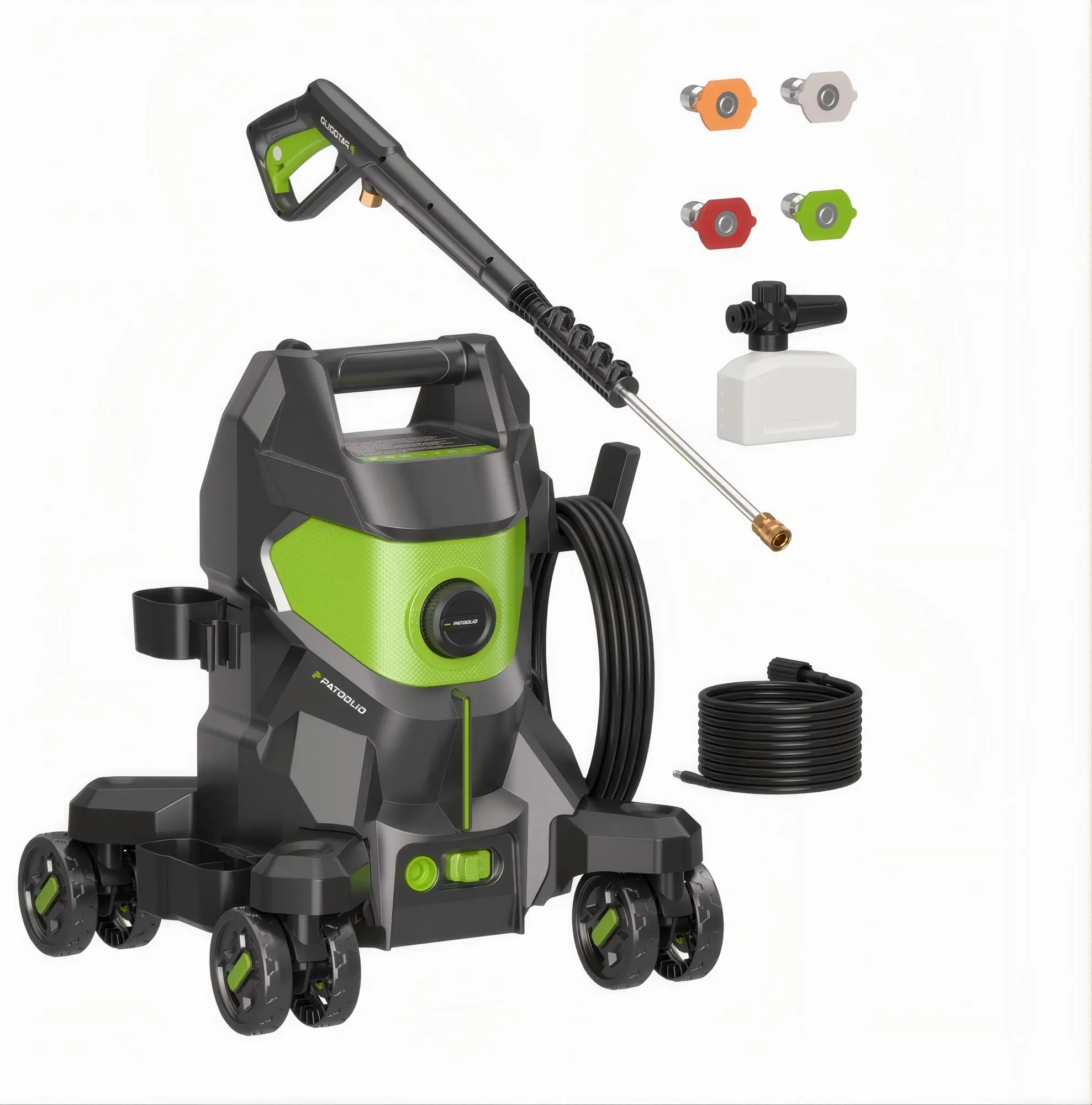 Electric Pressure Washer, 3000 PSI Power Washer with 4 Nozzles & Foam Cannon, 3 GPM High-Pressure Washer with 360° Wheels, Anti-Tip Design for Cars, Driveways, Decks, Fences, Patios & Outdoor Cleaning | Back to School