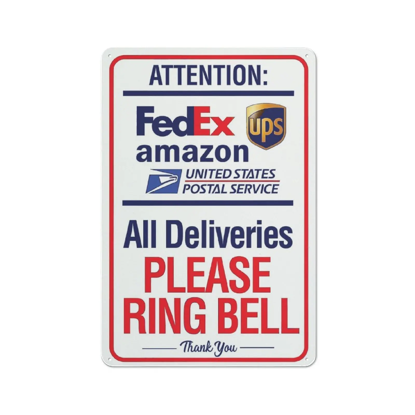 Deliveries Please Ring Doorbell Sign for Package and Box Deliveries -Directional Deliveries Metal Sign for Home Office, Porch Entryway Gate, 8x12 Aluminum Safe - Use Indoors or Outdoors-1