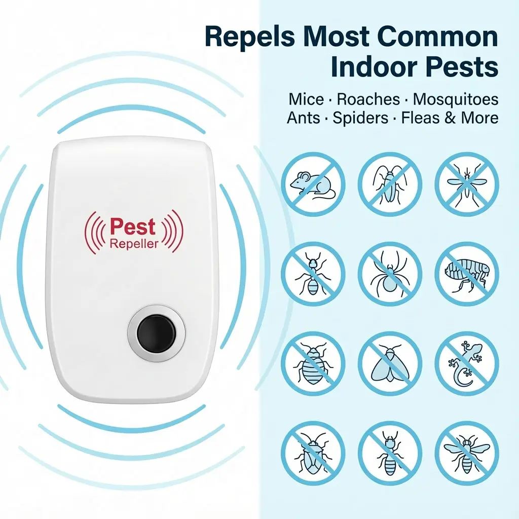 2026 Upgraded Ultrasonic Pest Control Repeller Plug-In with 3 Mode Switching - Repel Bugs, Bed Bugs, Spiders, Ants for Kitchens, Indoor Rodent & Insect Deterrent (Pet-Safe Training & Behavior Aid Accessory), Automatic, Children