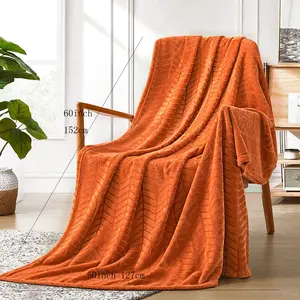 Soft Flannel Fleece Blanket Burnt Orange Sagegreen Microfiber Leaf Pattern for Home Decro Lightweight Warm Cozy Machine Washable for Sofa Couch Bed Decorative Classic Pattern