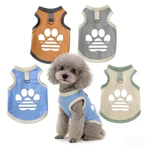 Cute Dog Paw Pattern Pet Clothes, Puppy Clothes, Breathable Polyester Vest for Dogs & Cats, Universal Size, Ideal for Teddy, Pomeranian, Bulldog