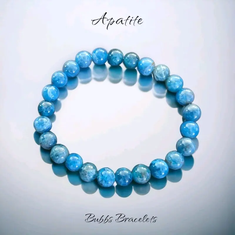 Blue Apatite Stone Bracelet for Enhanced Communication and Focus natural crystal Throat Chakra Jewelry Creative Abilities