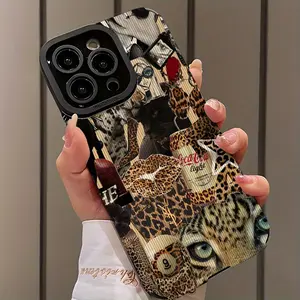 Leopard Print Lip Print Design Shockproof Ultra-Thin Phone Case for iPhone 16/15/14/13/12/11/plus/pro Max, Dust-Proof Gift Idea