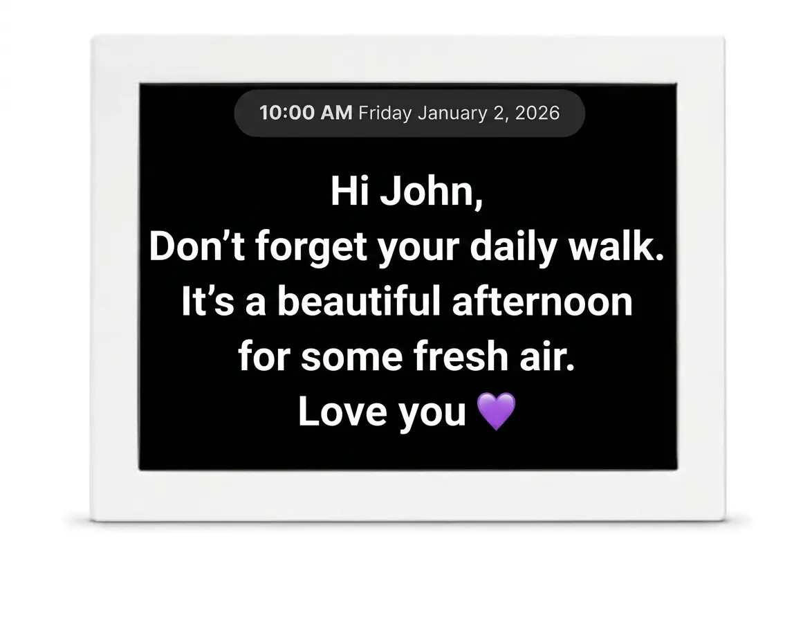 10.1 Inch Digital Reminder Board for Seniors - High-Definition Visual Memory Aid and Daily Calendar Clock with Automated Alarms, Messaging, and Easy-View Display for Elderly Care