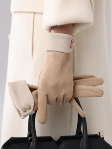 Winter Fleece Lined Warm Windproof Outdoor Cycling Driving Hand Gloves, Touchscreen Compatible Separate Finger Design, Riding Gloves, 1pcs