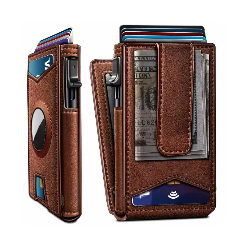 Secure Wallet with Multiple Slots for Cards and Cash, Brown Leather Design, RFID Blocking Technology, Sleek and Compact Design