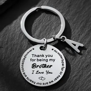 Stainless Steel Round Keychain Thank You For Being My Brother, Commemorative Keychain Brothers' Blessing Accessories Gift For Friends Brothers