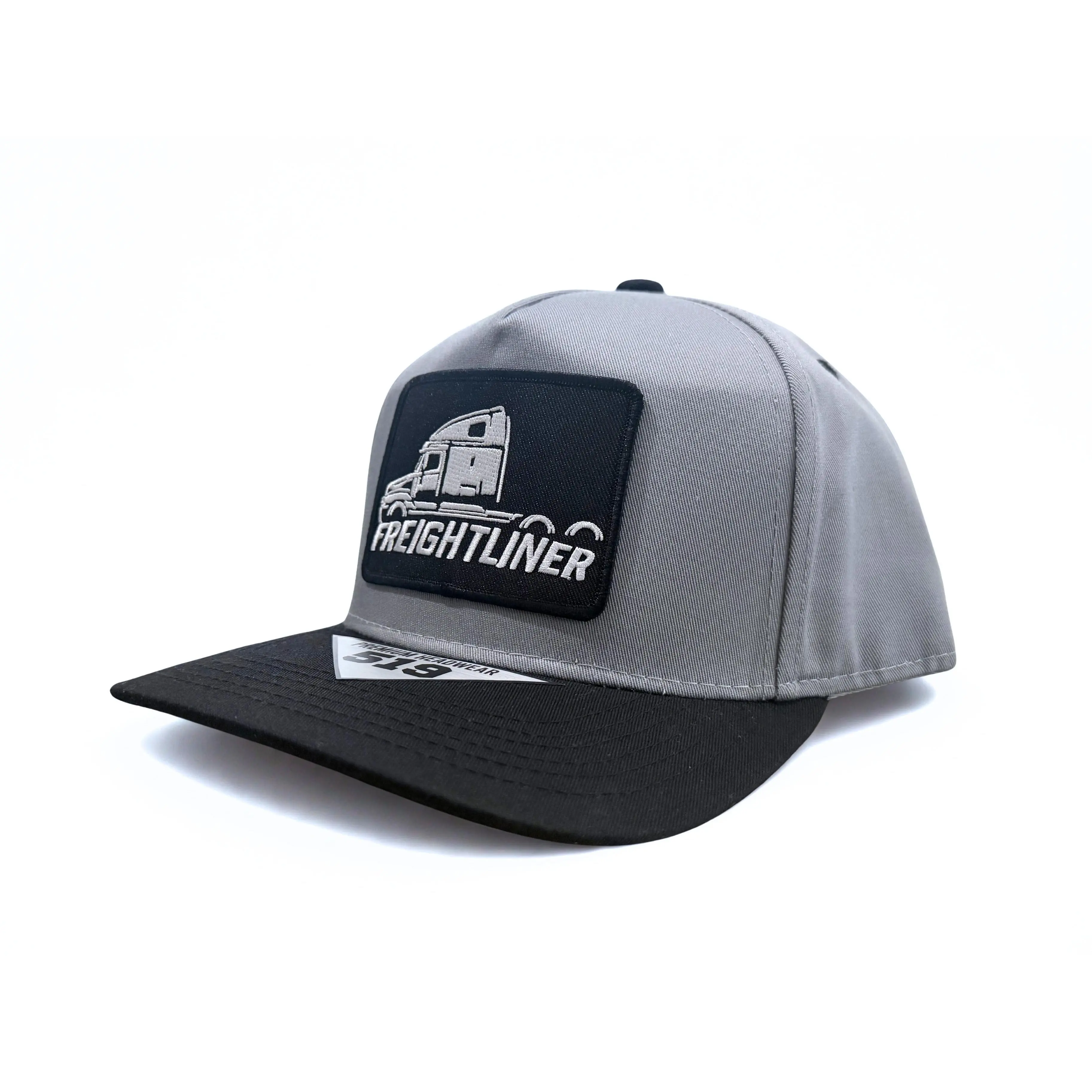 Freightliner Semi Sleeper Truck Embroidered Logo Snapback Gray and Black Adjustable Twill Cap