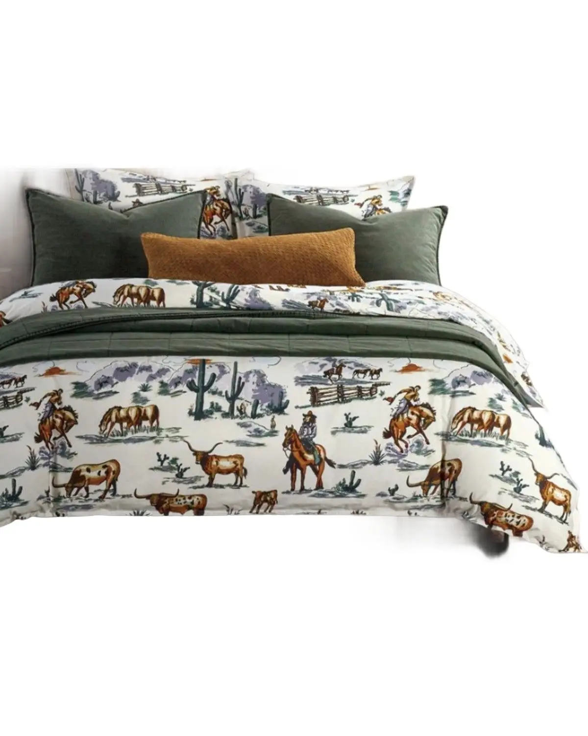 Hiend Accents Unisex 3Pc Ranch Life Reversible Comforter Bedding Set Twin - Ws2138-Tw-Df