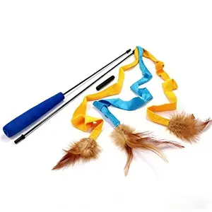 Fuzzy Fabric Cat Wand, Two-Section Fishing Rod Design, Feathered Cat Toy, Pet Supplies, Weight Loss Aid for Cats, Fun & Engaging Playtime