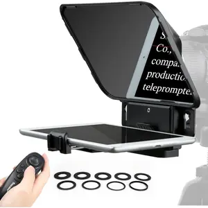 T3 Portable Teleprompter for Camera & Smartphone, Tablet Prompter for iPad up to 10", 70/30 Beam Splitter Glass, 9 Adapter Rings for DSLR, YouTube Video Recording & Live Streaming