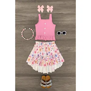 Watercolor Floral Hi-Low Skirt Set