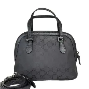 Pre-owned GUCCI Fabric Crossbody Bags Black GG Logo Printed Convertible Dome Crossbody Bag