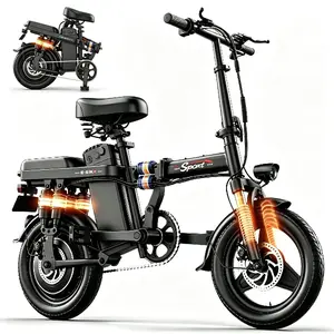 Electric folding Bike  1200W Peak Power  Alloy Steel Rear Brushless Motor 48V15Ah Battery, 25MPH Top Speed, 30Miles Range, 14''  Tire IPX7 Waterproof Adult commuter electric Bike