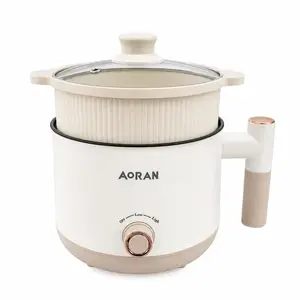 1.5L Mini Electric Hot Pot with Steamer Basket, Non-Stick Multifunctional Cooking Pot, Adjustable Heat Portable Electric Cooker for Dorm Office Noodles Soup Steam Boil