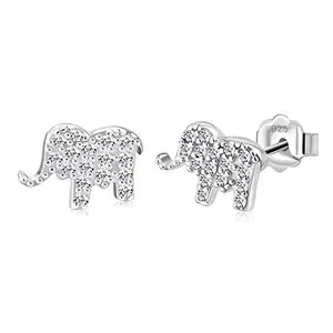 My Daily Styles 925 Sterling Silver Women's Girls Small CZ Elephant Stud Earrings Ear Studs, Stud Earring Jewelry