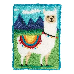 Latch Hook Rug Kits DIY Crochet Yarn Rugs Hooking Craft Kit with Color Preprinted Pattern Design for Adults Kids